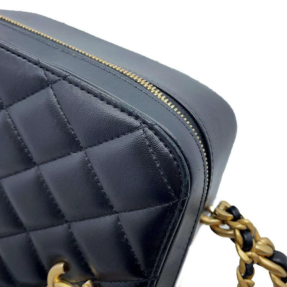 CHANEL Vanity Top Handle ChainShoulder Bag Black AS3319 Lambskin
