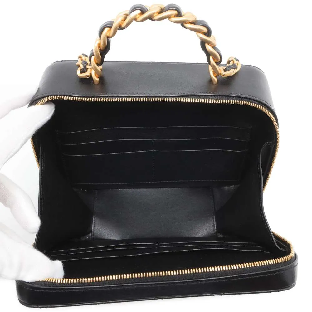 CHANEL Vanity Top Handle ChainShoulder Bag Black AS3319 Lambskin