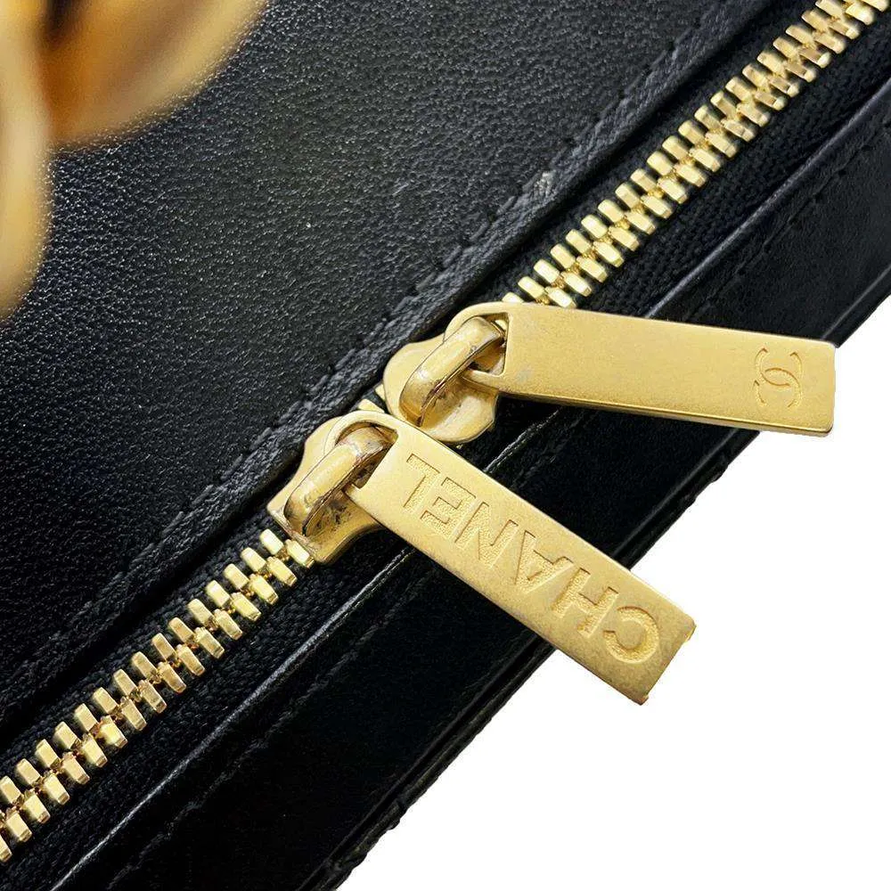 CHANEL Vanity Top Handle ChainShoulder Bag Black AS3319 Lambskin
