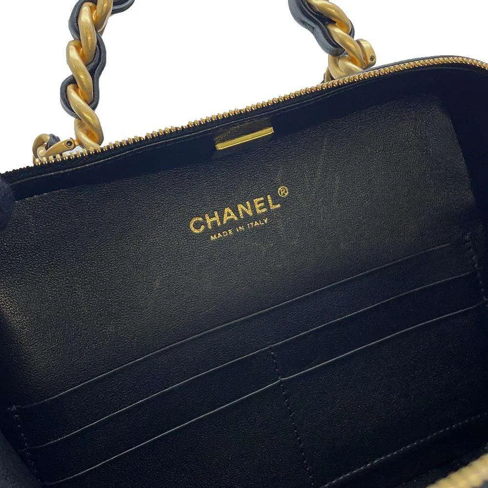 CHANEL Vanity Top Handle ChainShoulder Bag Black AS3319 Lambskin