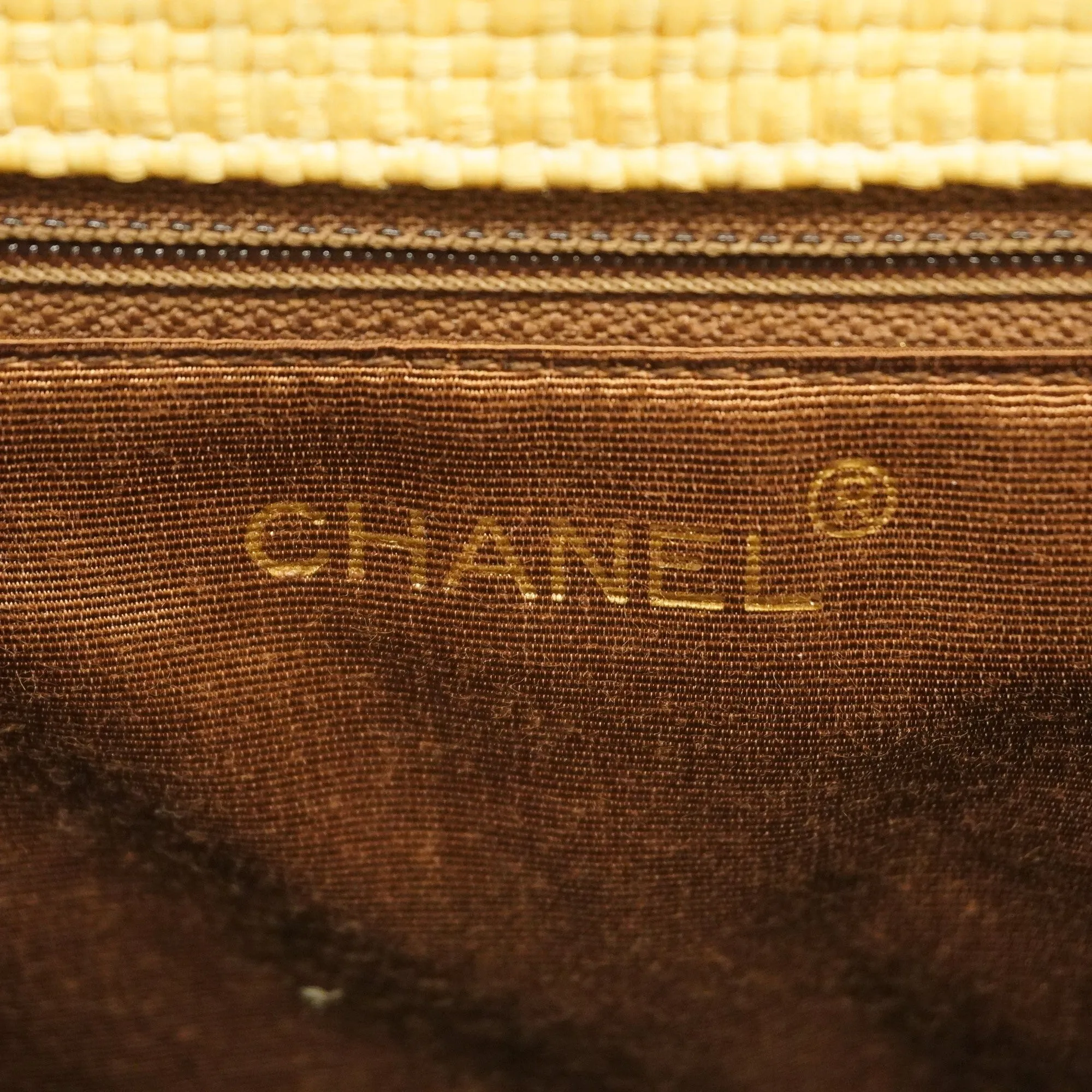Chanel[3cc2368] Auth  HandBag Chain Shoulder Straw Beige Gold metal