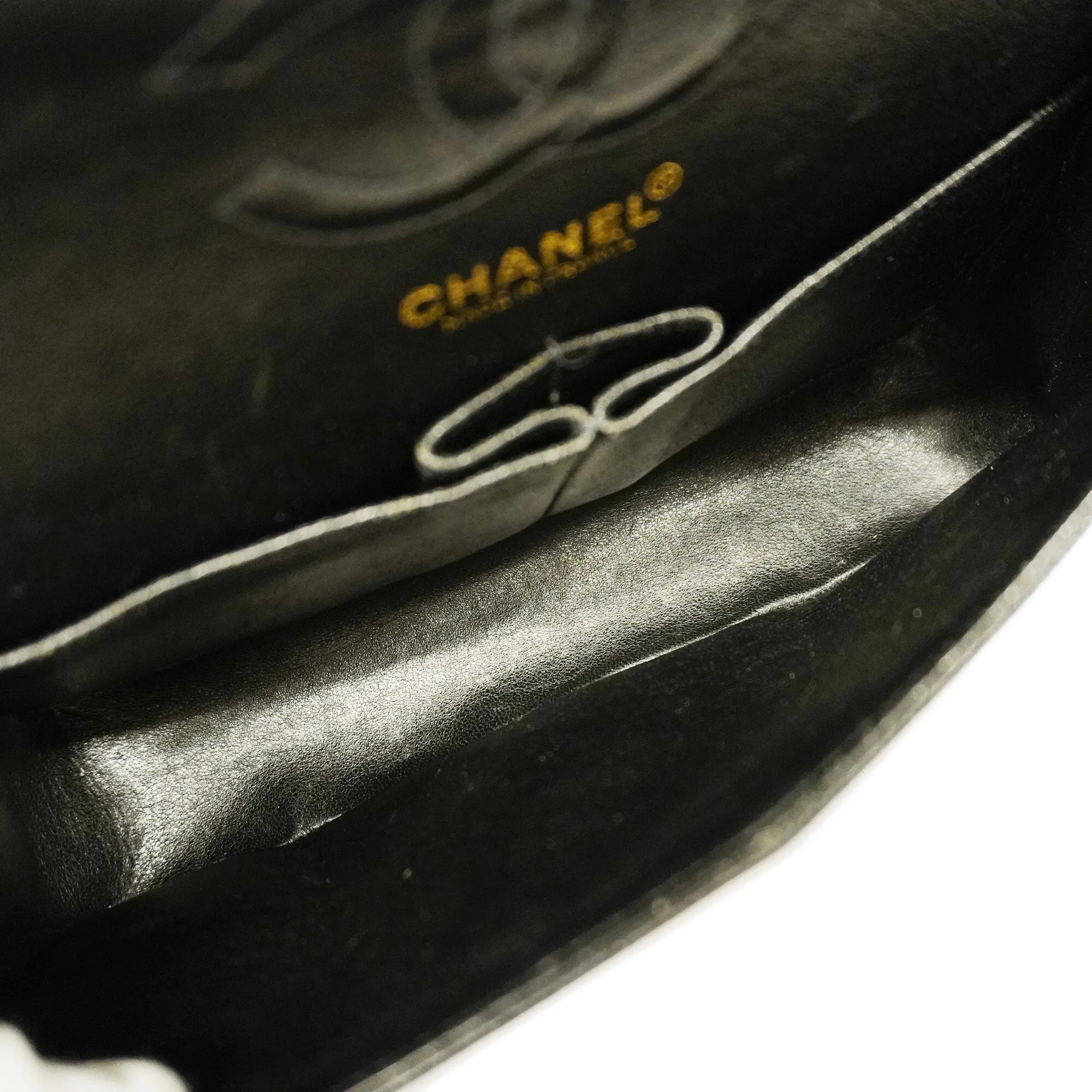 ChanelAuth  Big Matelasse W Flap W Chain Women's Caviar Leather Shoulder Bag
