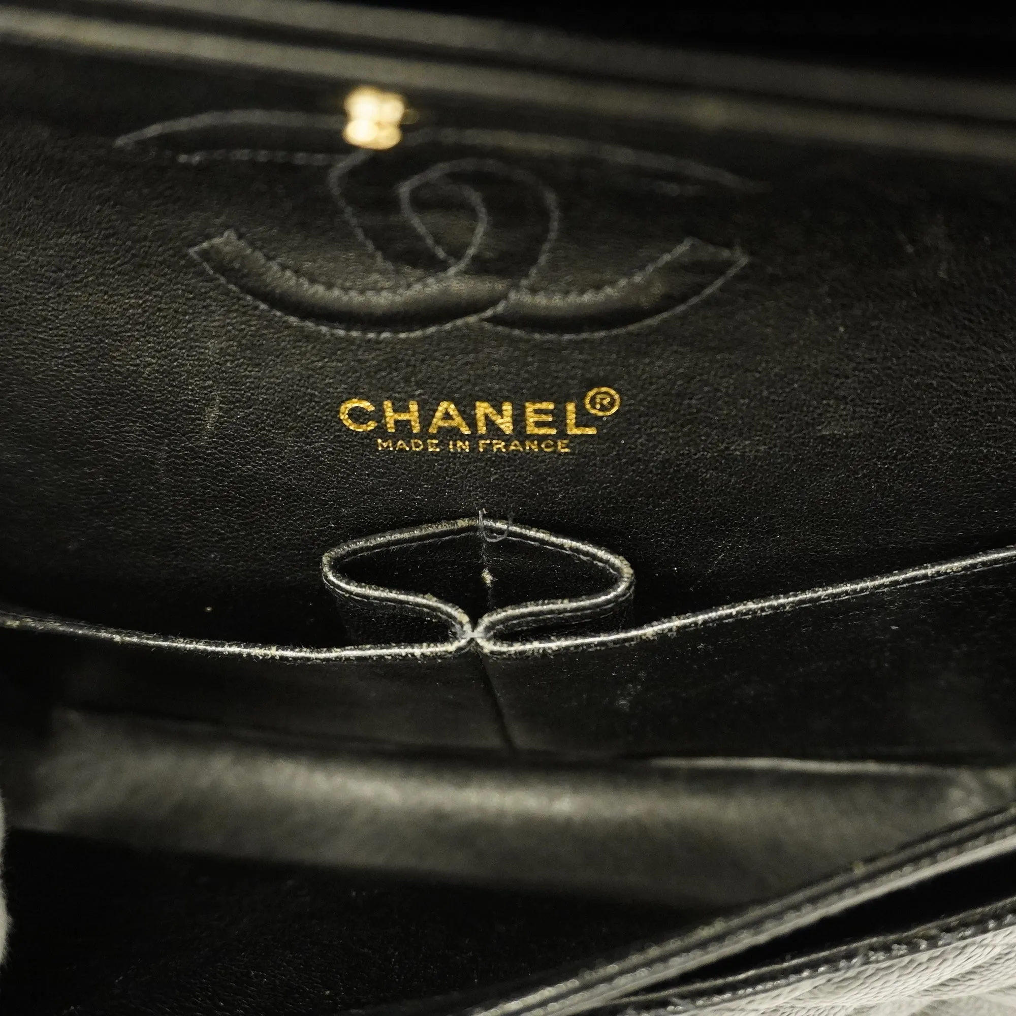 ChanelAuth  Big Matelasse W Flap W Chain Women's Caviar Leather Shoulder Bag
