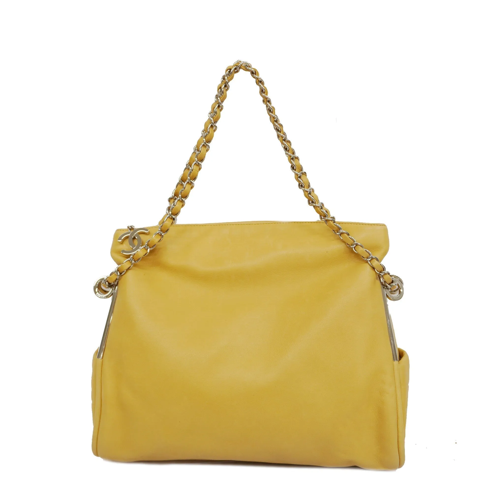 ChanelAuth  Matelasse Chain Shoulder Lambskin Women's Leather Shoulder Bag Beige