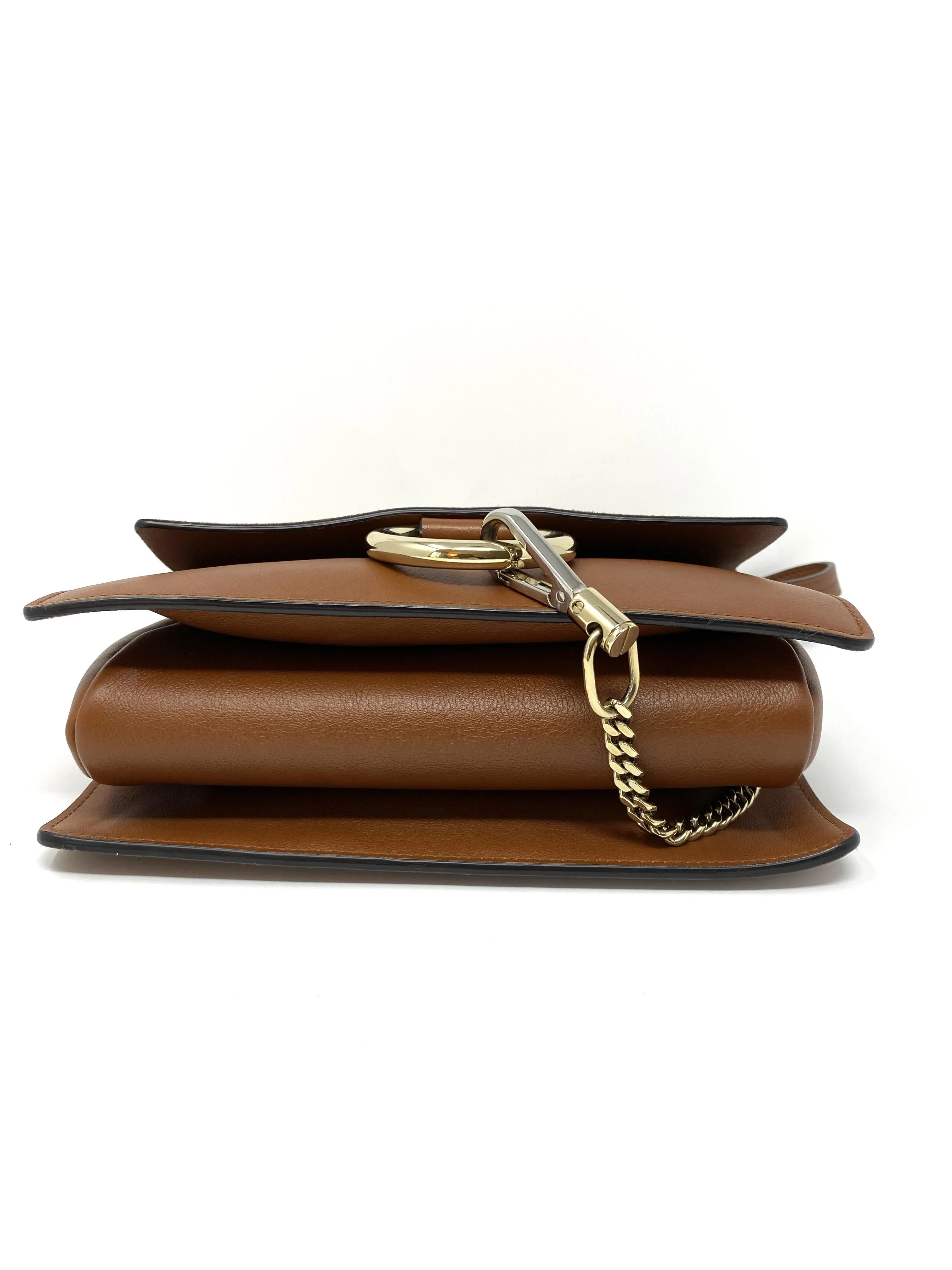 Chlo?? Faye small leather and suede shoulder bag in Tan