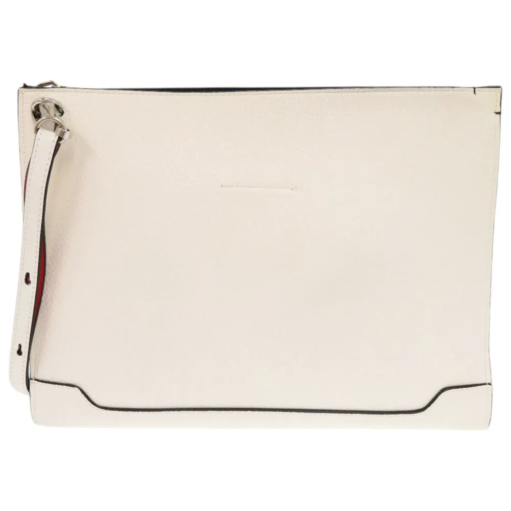 Christian Louboutin Shoulder Bag leather white Sky Pouch Spike Studs