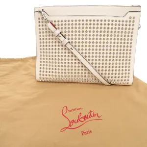 Christian Louboutin Shoulder Bag leather white Sky Pouch Spike Studs