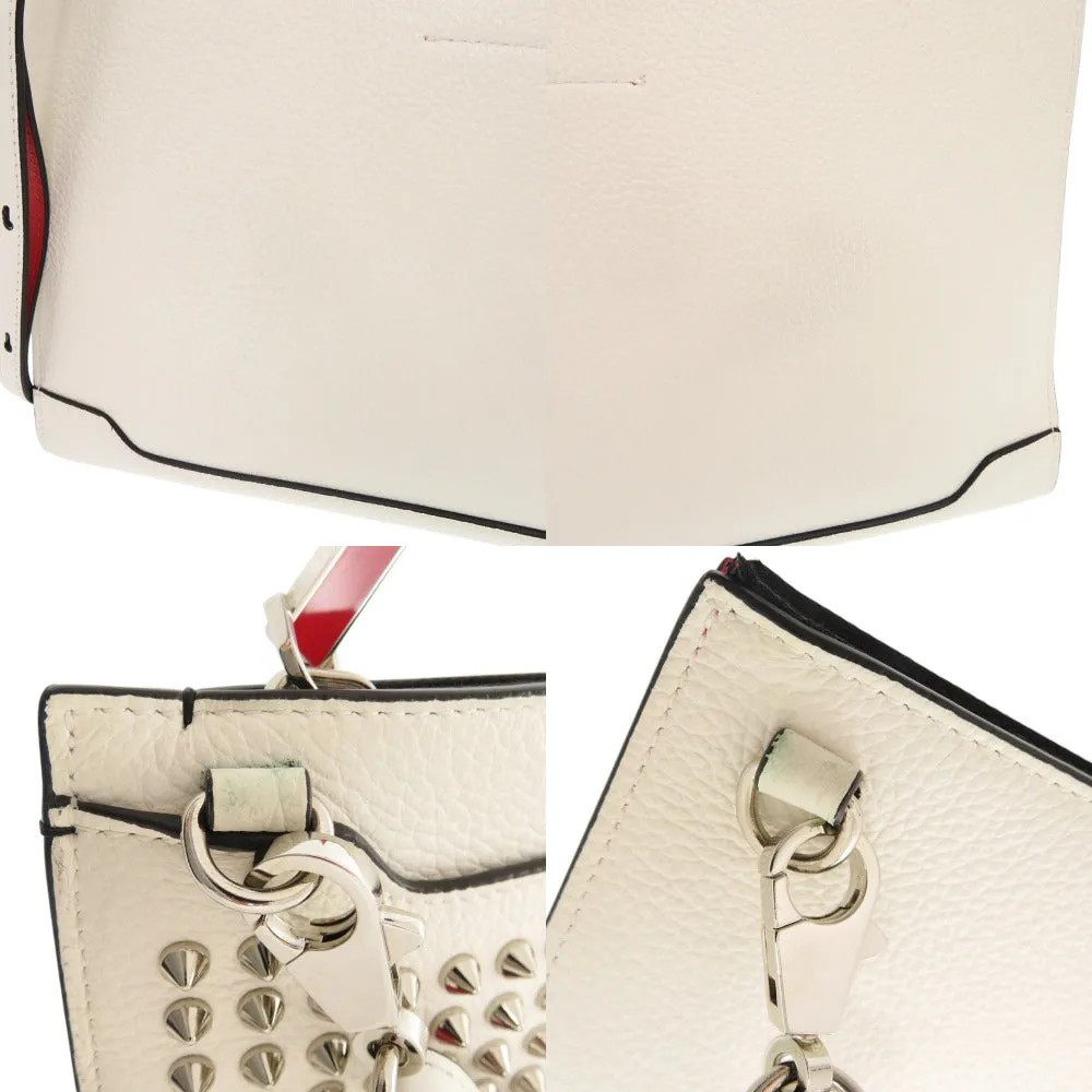 Christian Louboutin Shoulder Bag leather white Sky Pouch Spike Studs