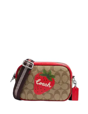 Coach Mini Jamie Camera Bag In Signature Canvas With Wild Strawberry