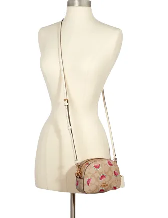 Coach Mini Serena Crossbody In Signature Canvas With Watermelon Print