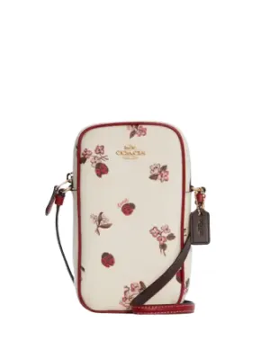 Coach North South Zip Phone Crossbody With Ladybug Floral Print