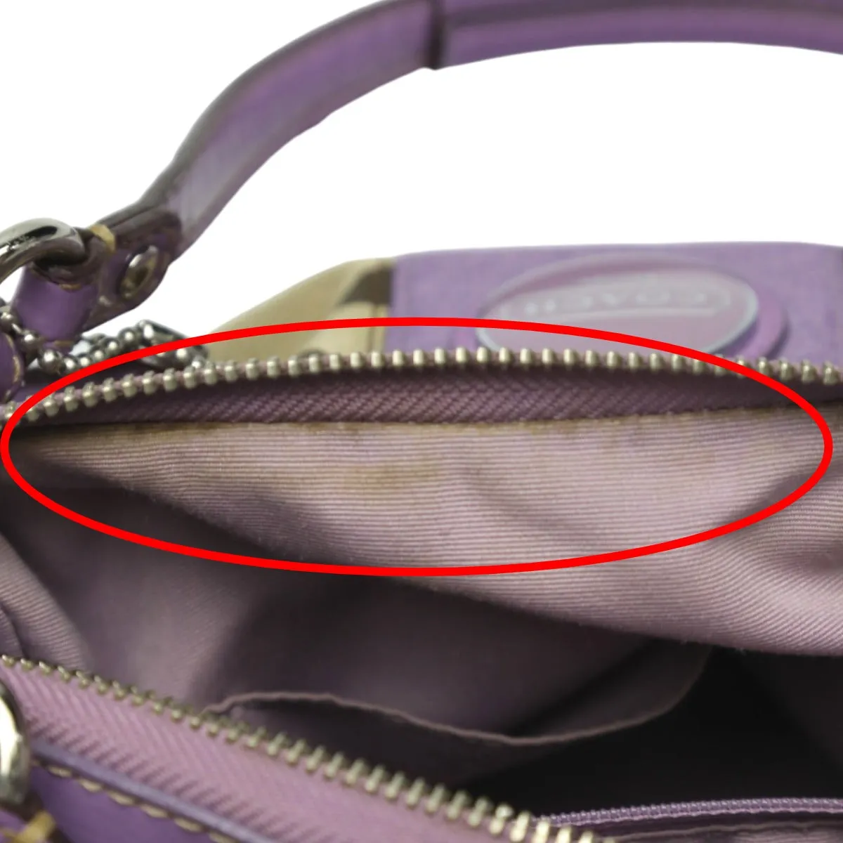 COACH Shoulder Bag F17432 leather Khaki x purple 2WAY Big signature Crossbody Women Used