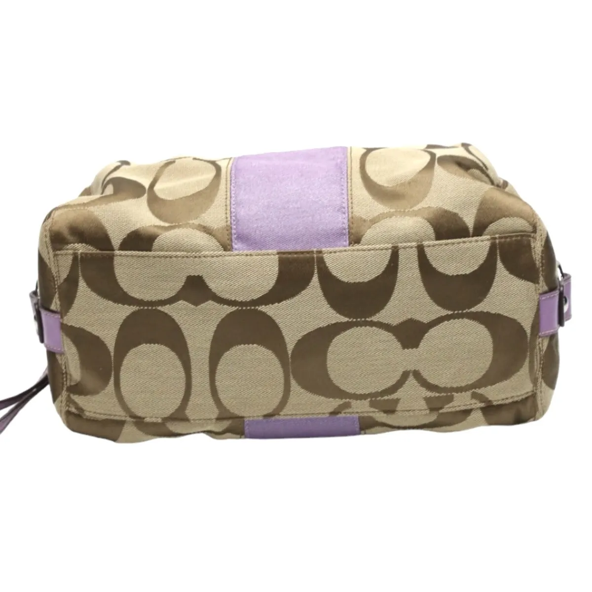 COACH Shoulder Bag F17432 leather Khaki x purple 2WAY Big signature Crossbody Women Used