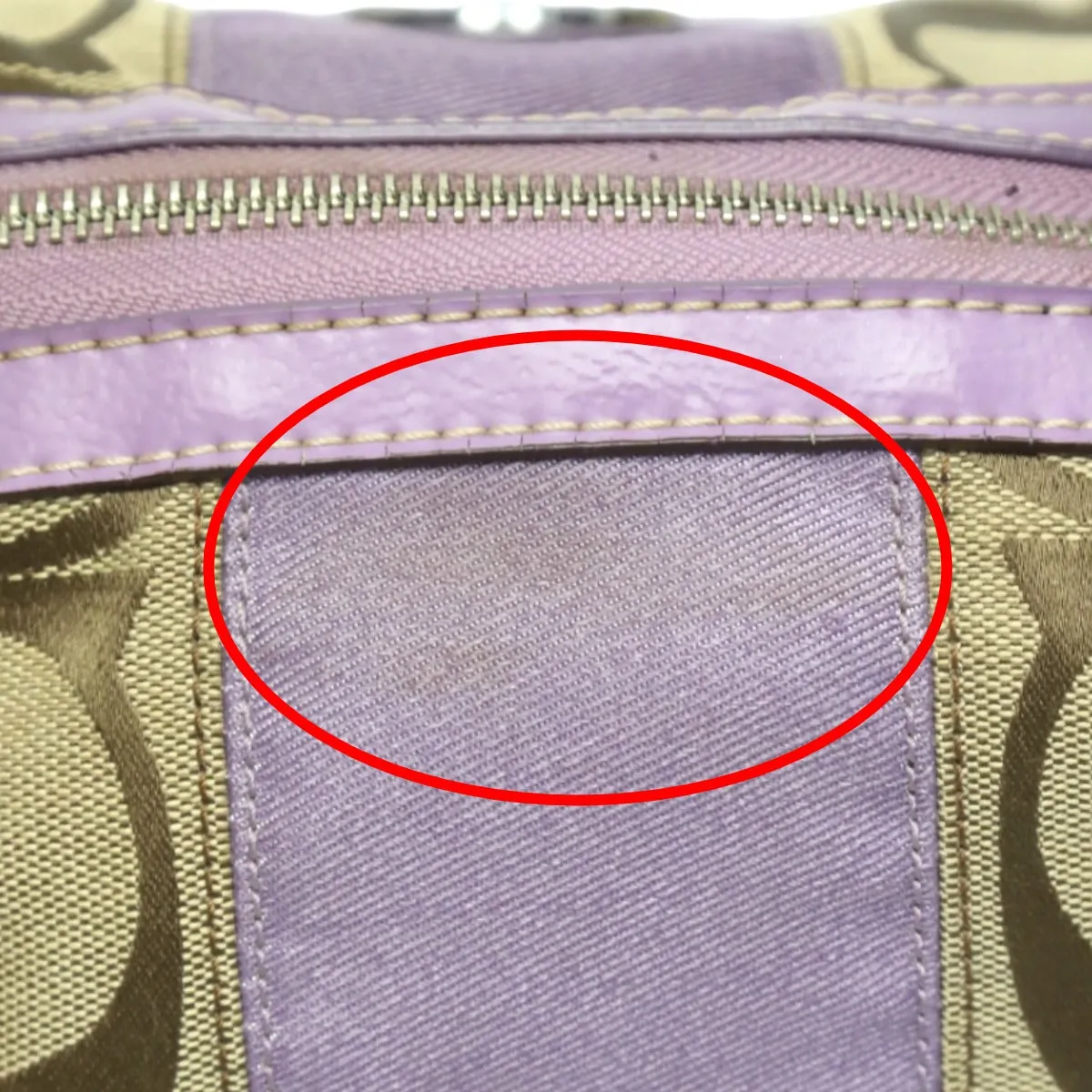 COACH Shoulder Bag F17432 leather Khaki x purple 2WAY Big signature Crossbody Women Used