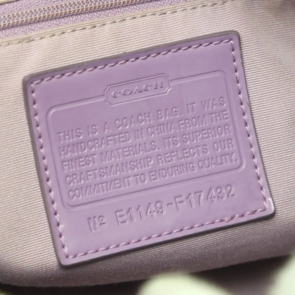 COACH Shoulder Bag F17432 leather Khaki x purple 2WAY Big signature Crossbody Women Used