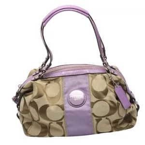 COACH Shoulder Bag F17432 leather Khaki x purple 2WAY Big signature Crossbody Women Used