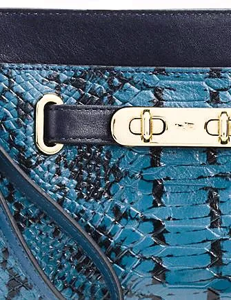 Coach Swagger Wristlet Colorblock Exotic Embossed Leather