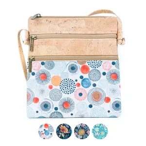 Cork Women's Double Zip Flower print Crossbody Bag BAG-2314