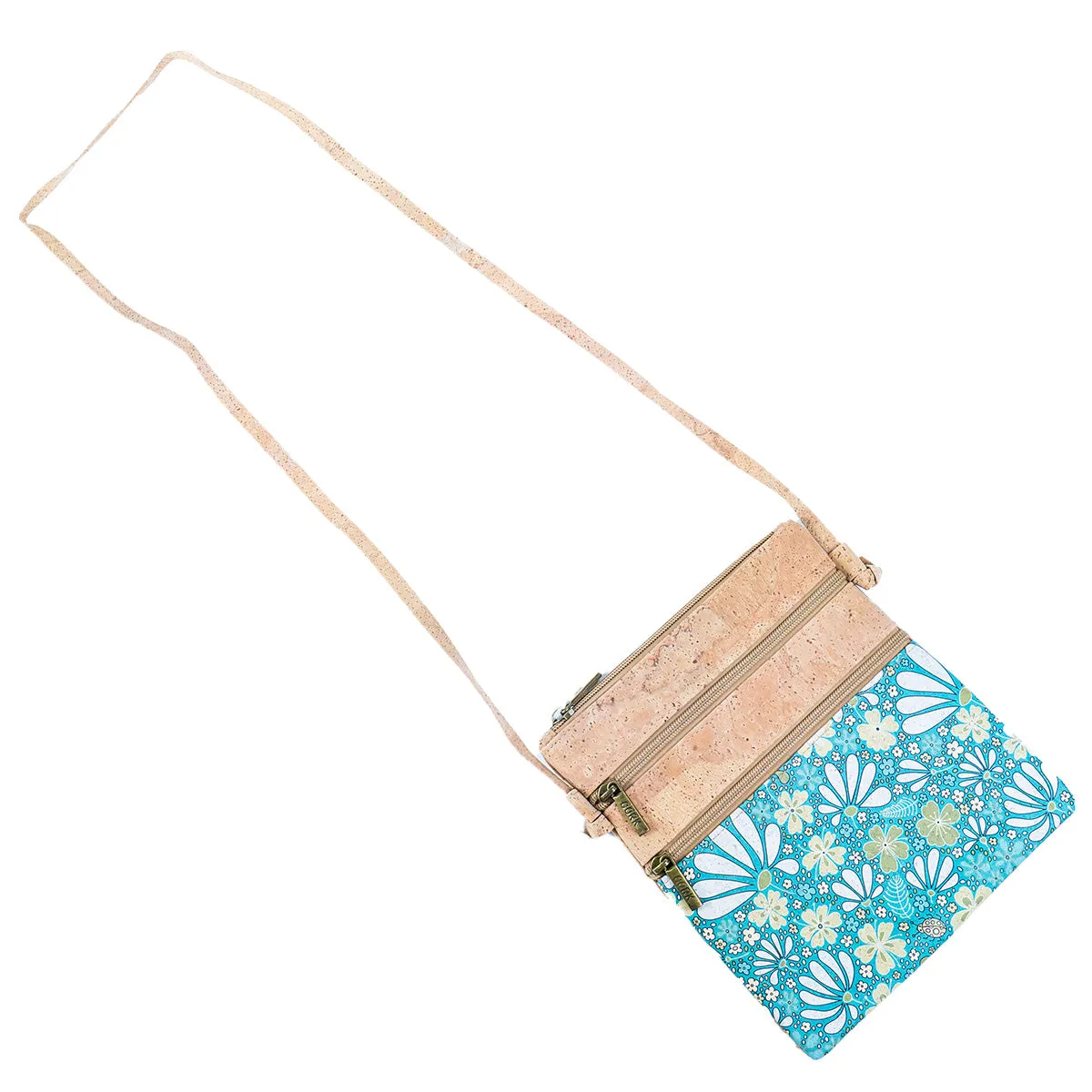 Cork Women's Double Zip Flower print Crossbody Bag BAG-2314