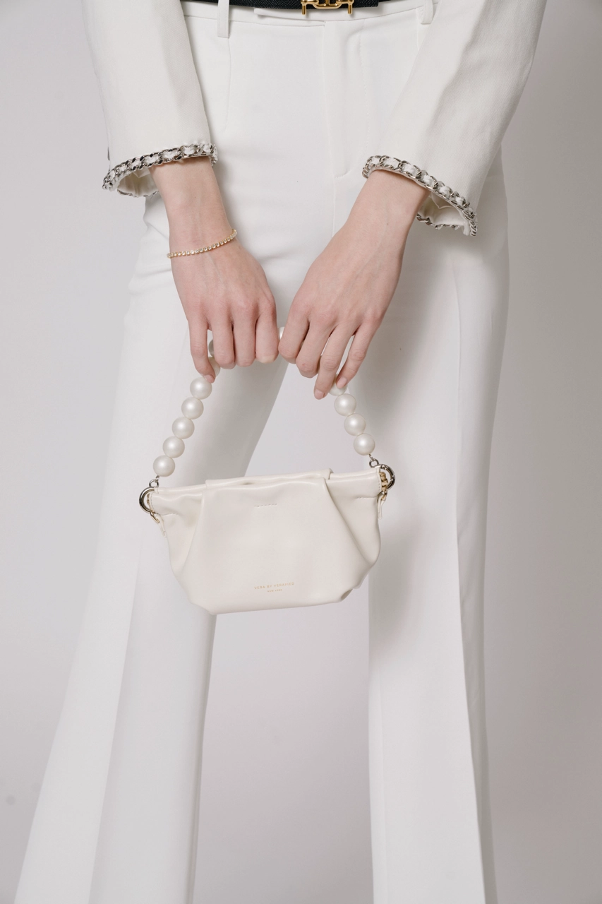 Cream Croissant Shoulder Handbag