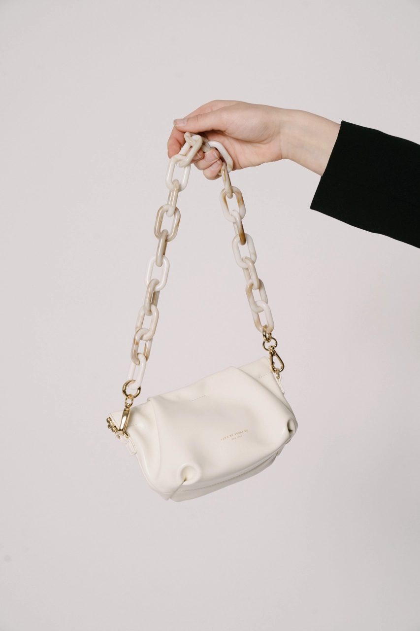 Cream Croissant Shoulder Handbag