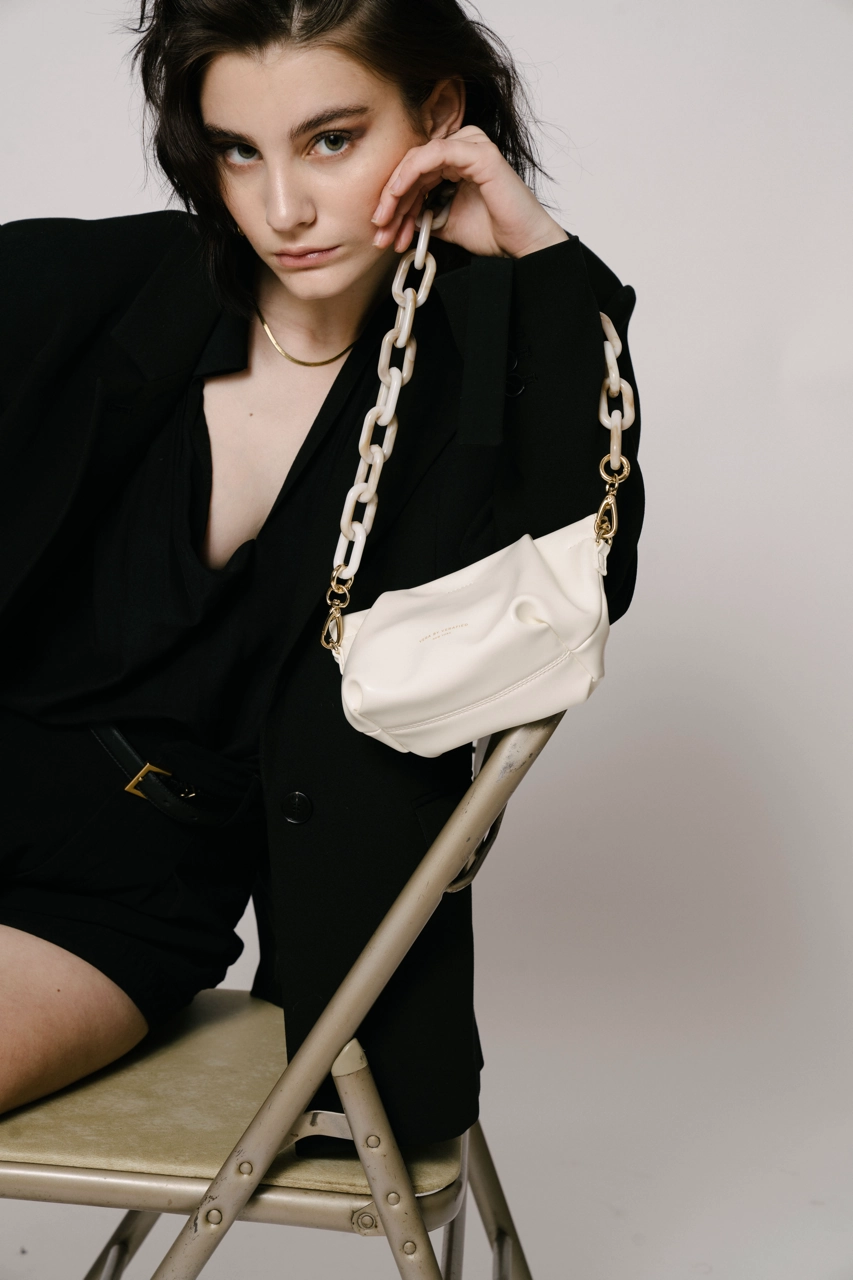 Cream Croissant Shoulder Handbag