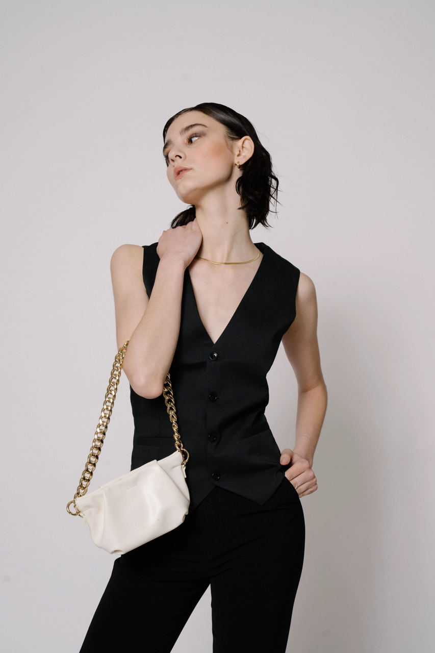 Cream Croissant Shoulder Handbag