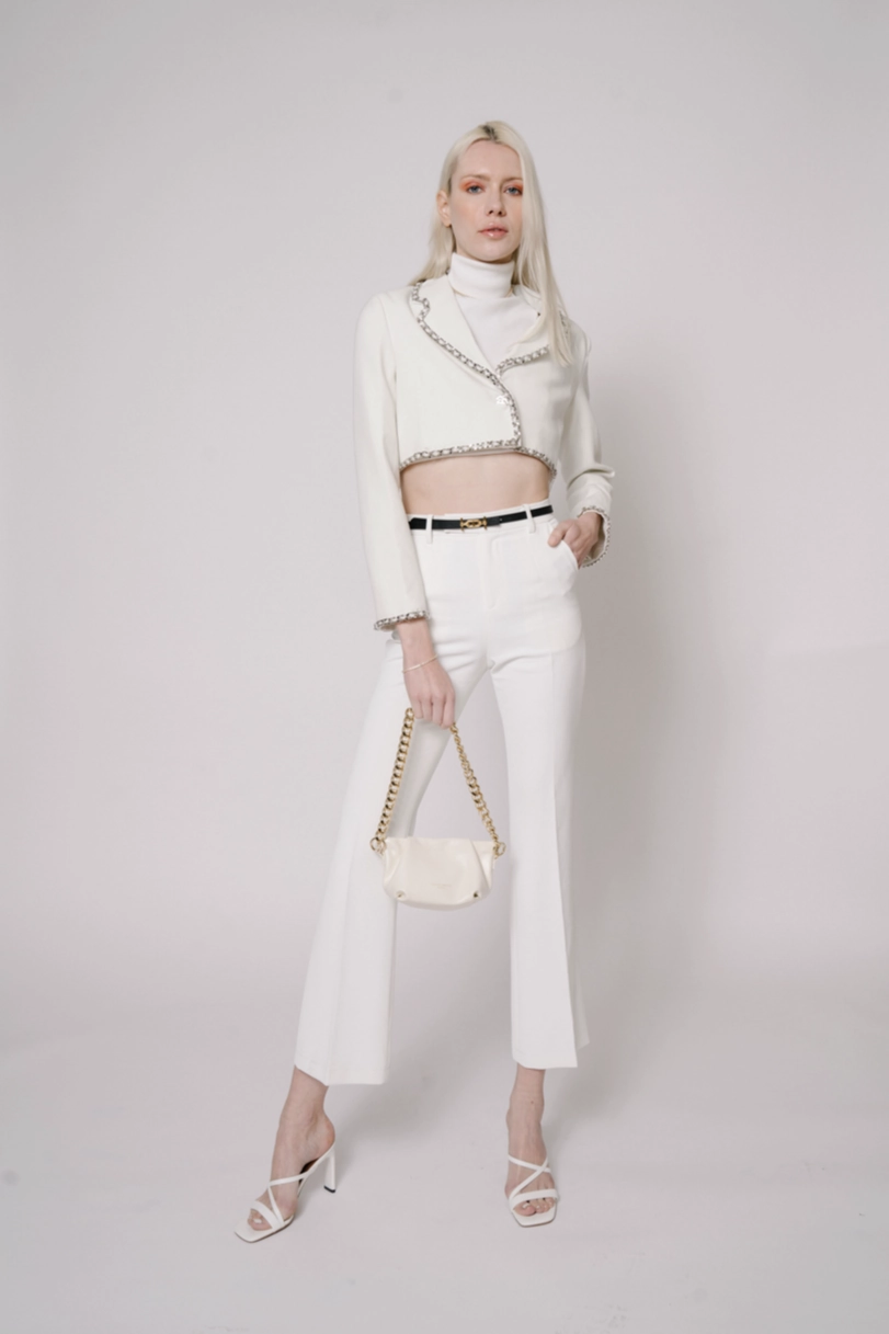 Cream Croissant Shoulder Handbag