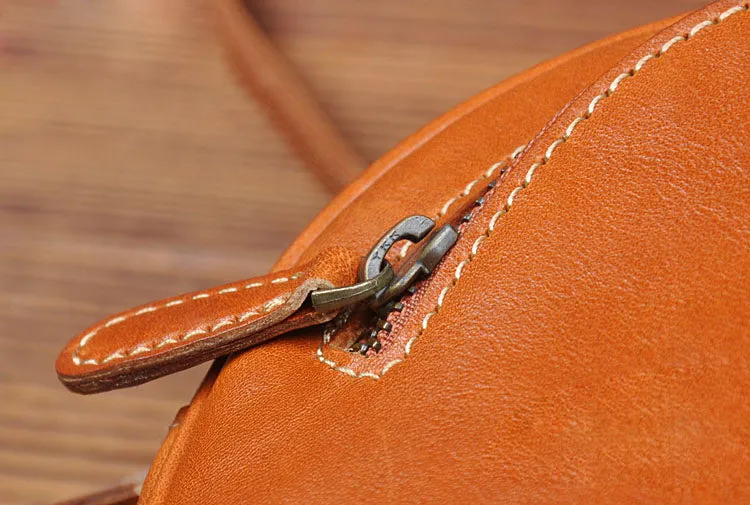 Cute Womens Small Red Leather Round Crossbody Purse Vintage Round Red Shoulder Bag for Women