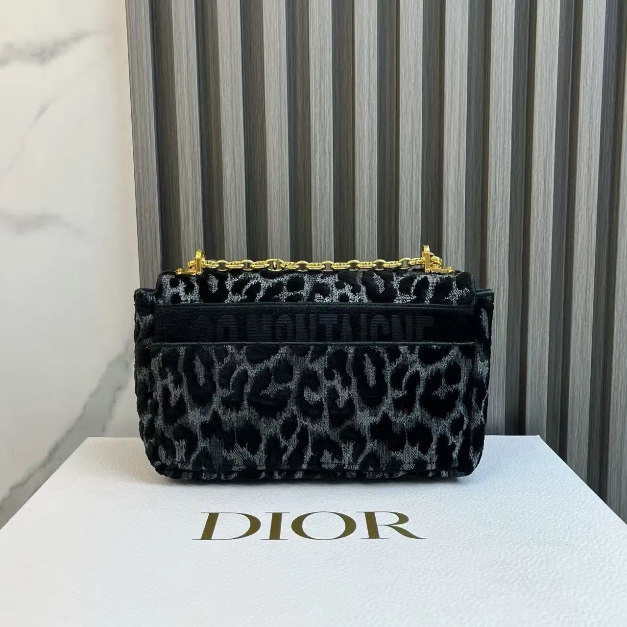 Dior Bobby Leopard Print Black Shoulder Bag