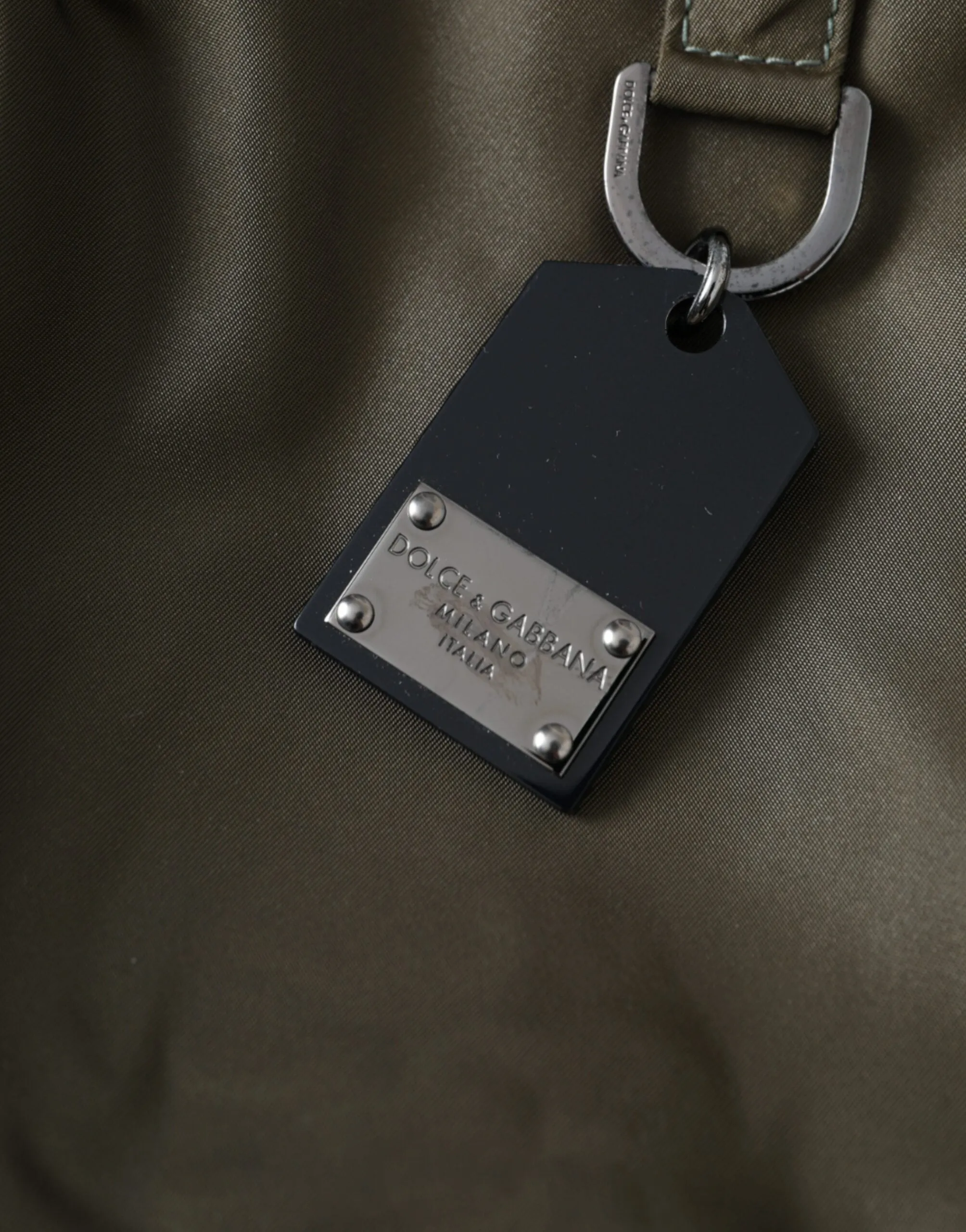Dolce & Gabbana Army Green Nylon Logo Clutch Crossbody Shoulder Bag