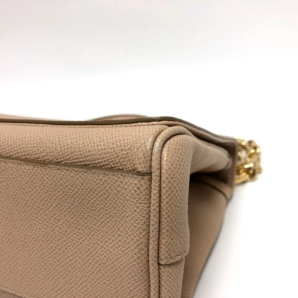 DOLCE&GABBANA Shoulder Bag leather beige sicily plate Women Used