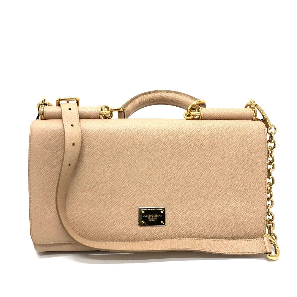 DOLCE&GABBANA Shoulder Bag leather beige sicily plate Women Used