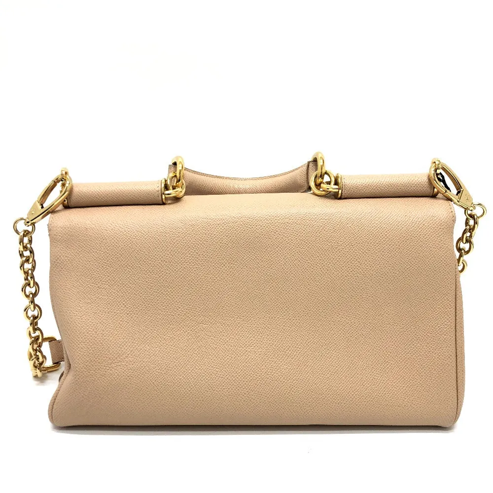 DOLCE&GABBANA Shoulder Bag leather beige sicily plate Women Used