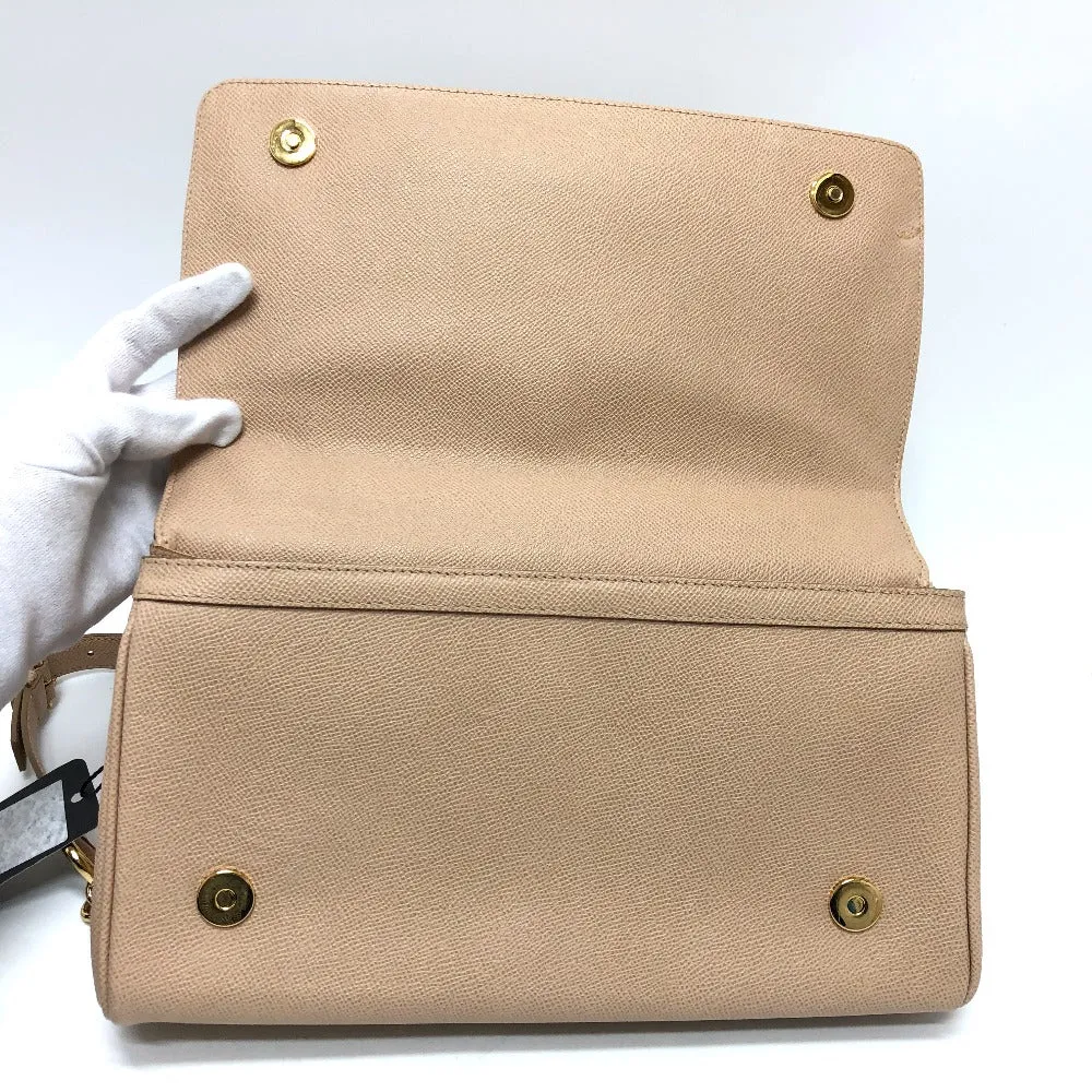 DOLCE&GABBANA Shoulder Bag leather beige sicily plate Women Used