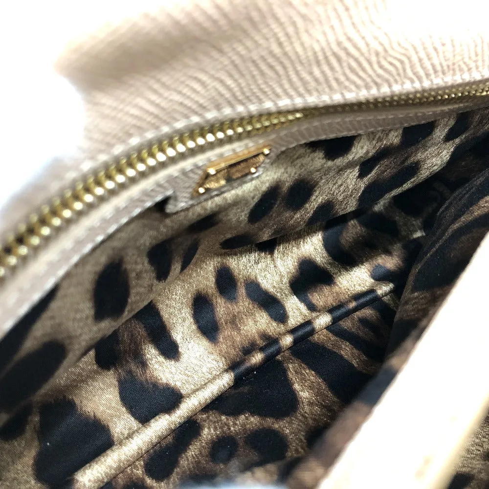 DOLCE&GABBANA Shoulder Bag leather beige sicily plate Women Used