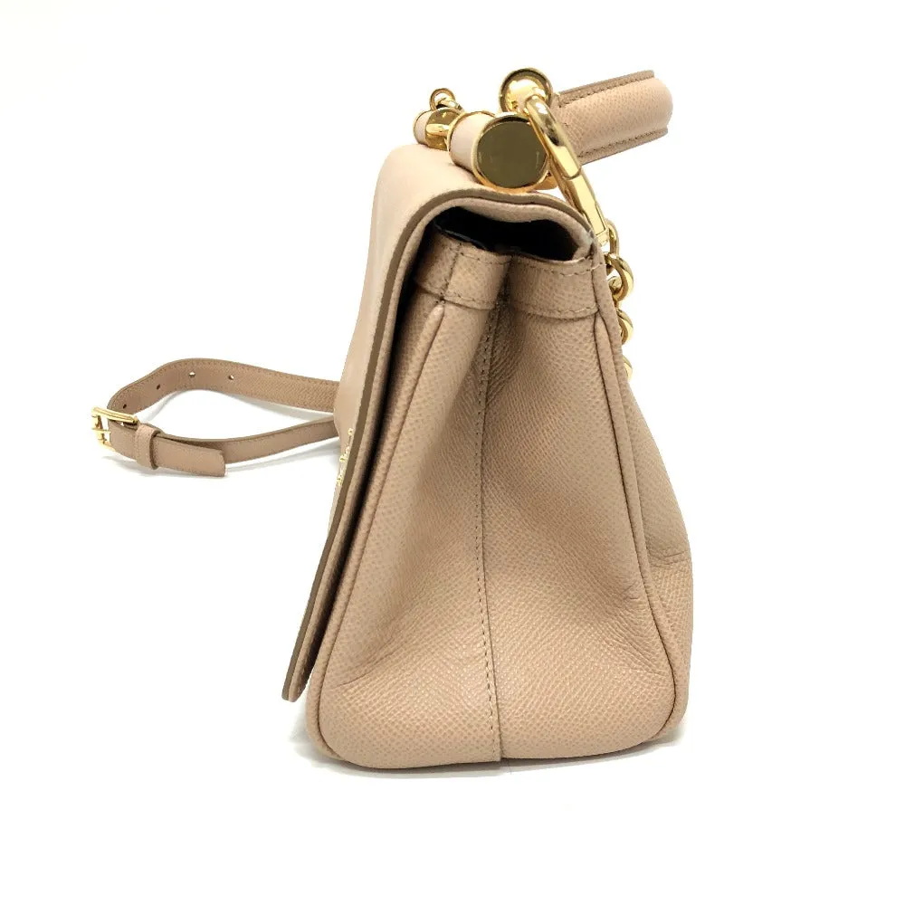 DOLCE&GABBANA Shoulder Bag leather beige sicily plate Women Used