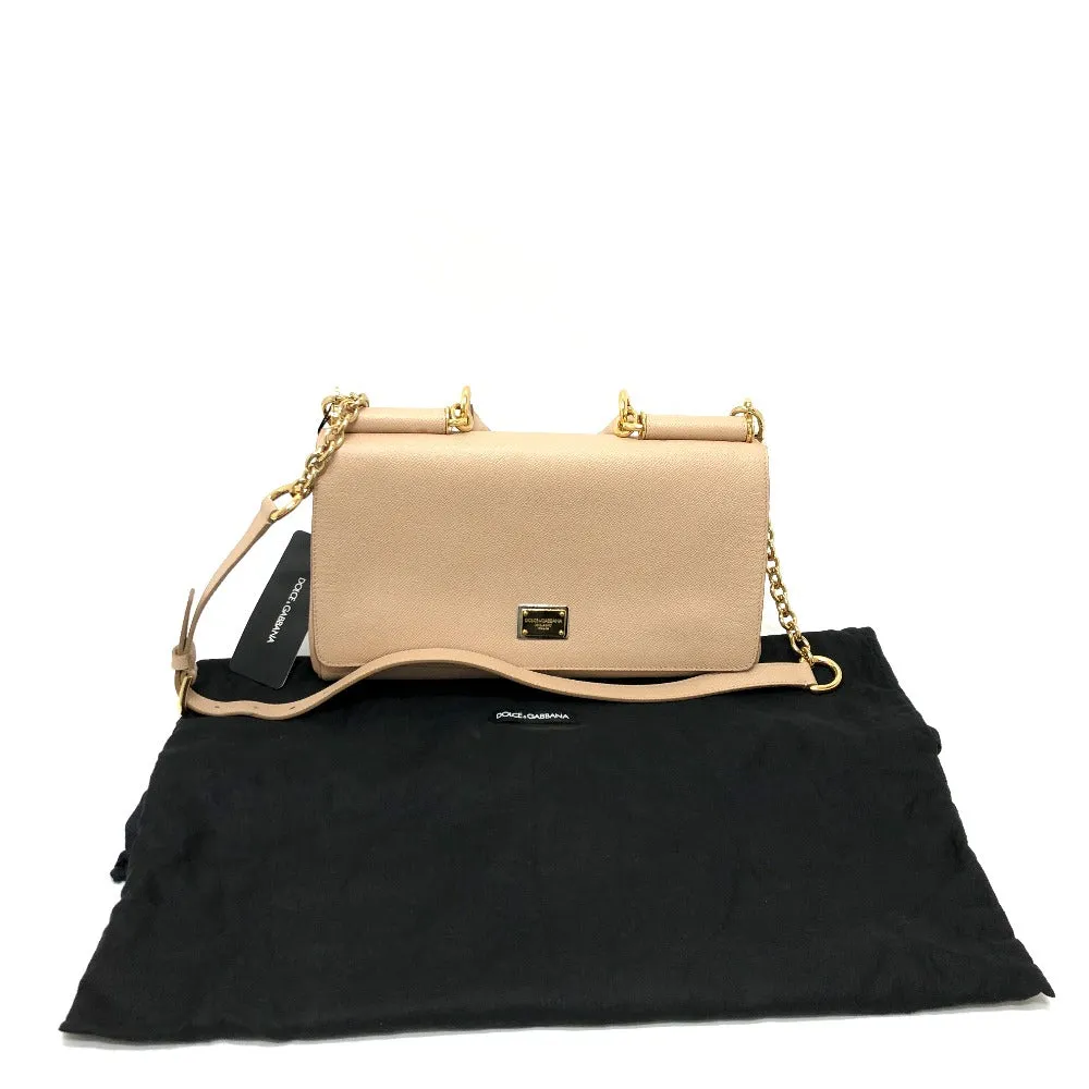 DOLCE&GABBANA Shoulder Bag leather beige sicily plate Women Used