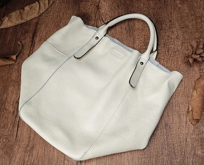 Fashion Black Leather Handbag Tote Shopper Bag White Shoulder Tote Purse For Women