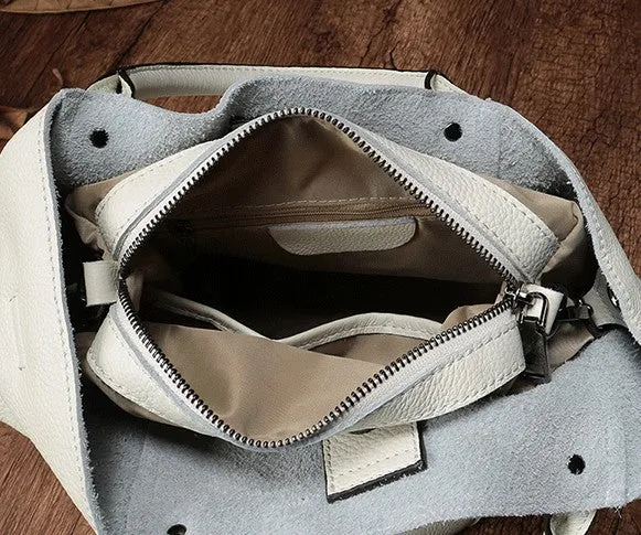 Fashion Black Leather Handbag Tote Shopper Bag White Shoulder Tote Purse For Women