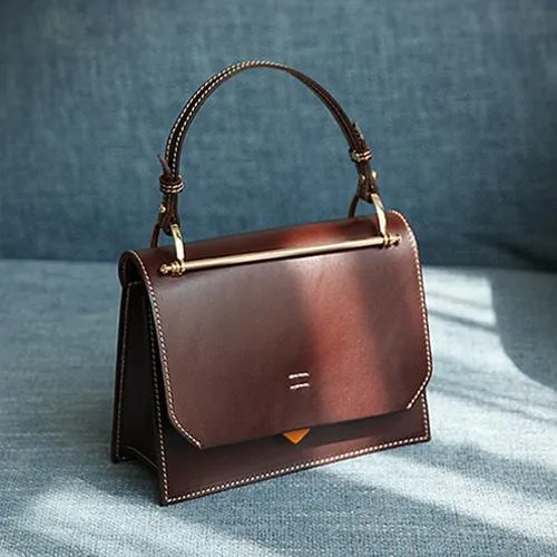 Fashion Womens Black Leather Flap Over Handbag Purse Handmade Square Crossbody Bag Shoulder Bag Purse