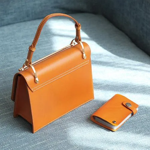 Fashion Womens Black Leather Flap Over Handbag Purse Handmade Square Crossbody Bag Shoulder Bag Purse