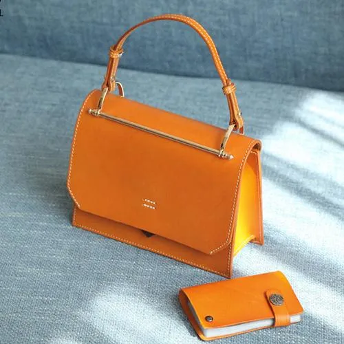Fashion Womens Black Leather Flap Over Handbag Purse Handmade Square Crossbody Bag Shoulder Bag Purse