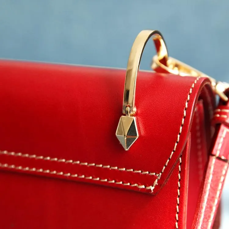 Fashion Womens Black Leather Flap Over Handbag Purse Handmade Square Crossbody Bag Shoulder Bag Purse