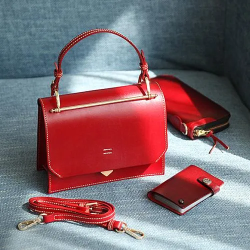 Fashion Womens Black Leather Flap Over Handbag Purse Handmade Square Crossbody Bag Shoulder Bag Purse