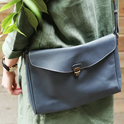 Fashion Womens Black  Leather Satchel Shoulder Bag Side School Crossbody Bag for Girls