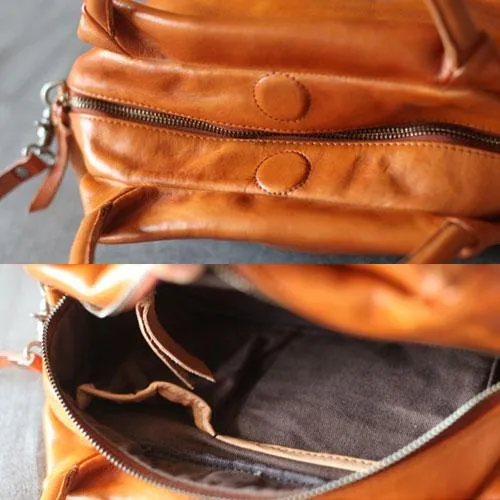 Fashion Womens Brown Leather Top Handle Satchel Handbag Brown Leather Satchel Shoulder Bag Purse