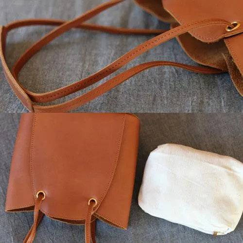 Fashion womens leather Brown Bucket Shoulder Bag Bucket Side Bag Crossbody Purse for Ladies
