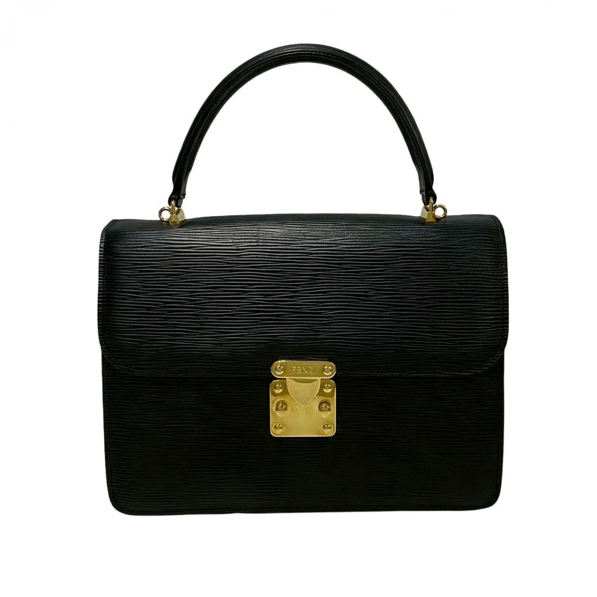 FENDI Shoulder Bag Epi Leather black
