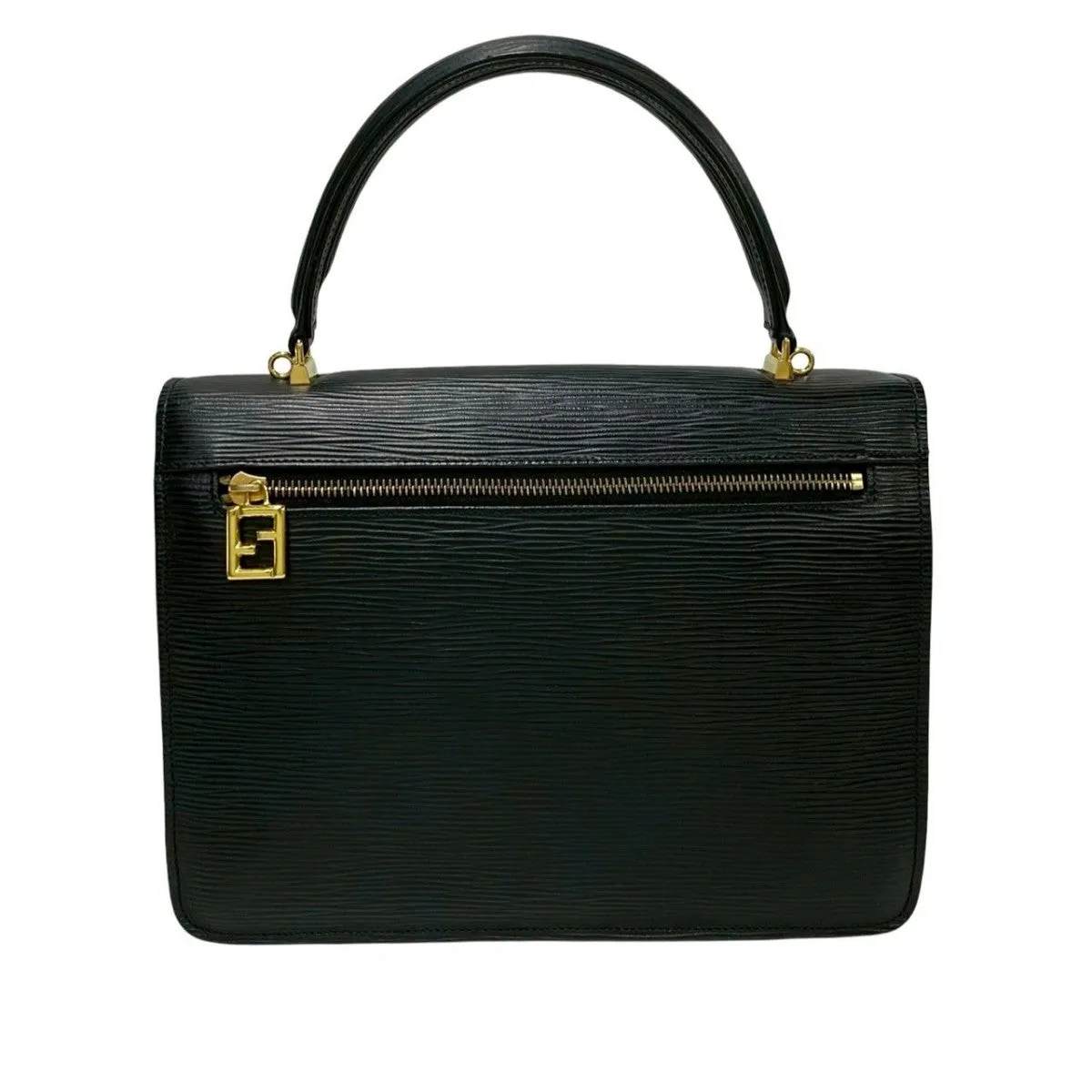 FENDI Shoulder Bag Epi Leather black